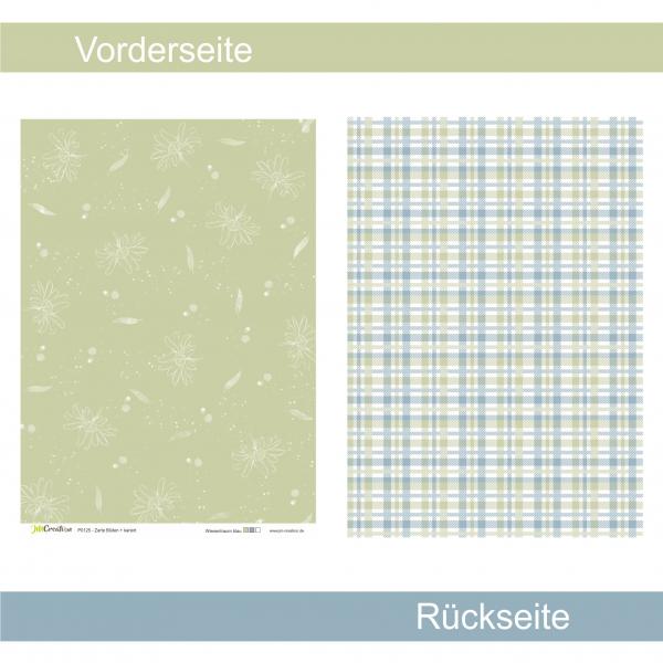 Zarte Blüten + kariert - Wiesentraum blau - Designpapier